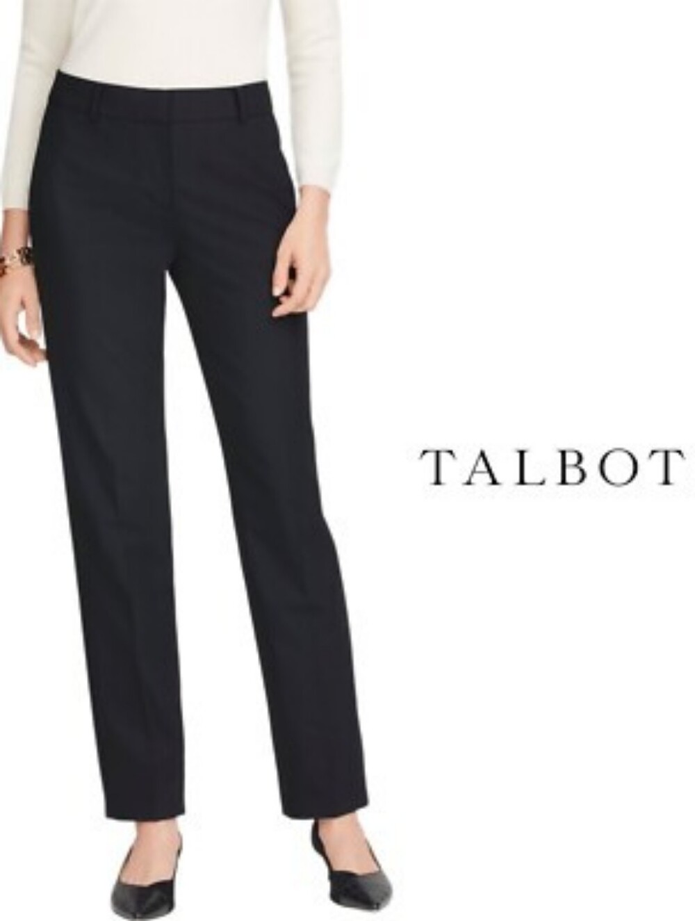 2/$10 Talbots Signature Black Straight Leg Pants Cotton Blend Sz 12P Work Pants